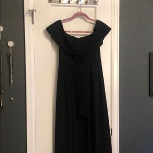 Black off the shoulder shorts romper